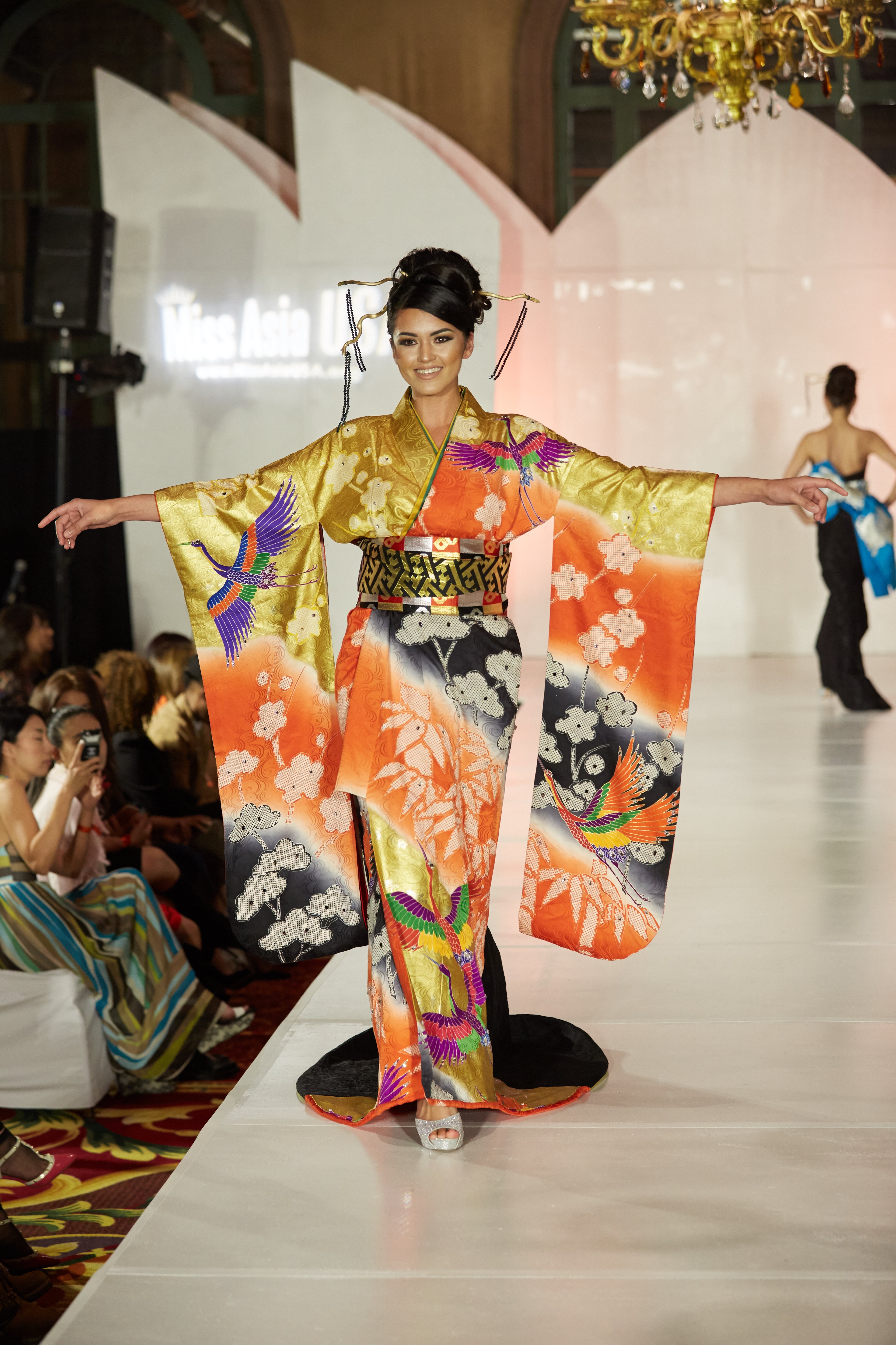 Gold Plum Silk Kimono Gown