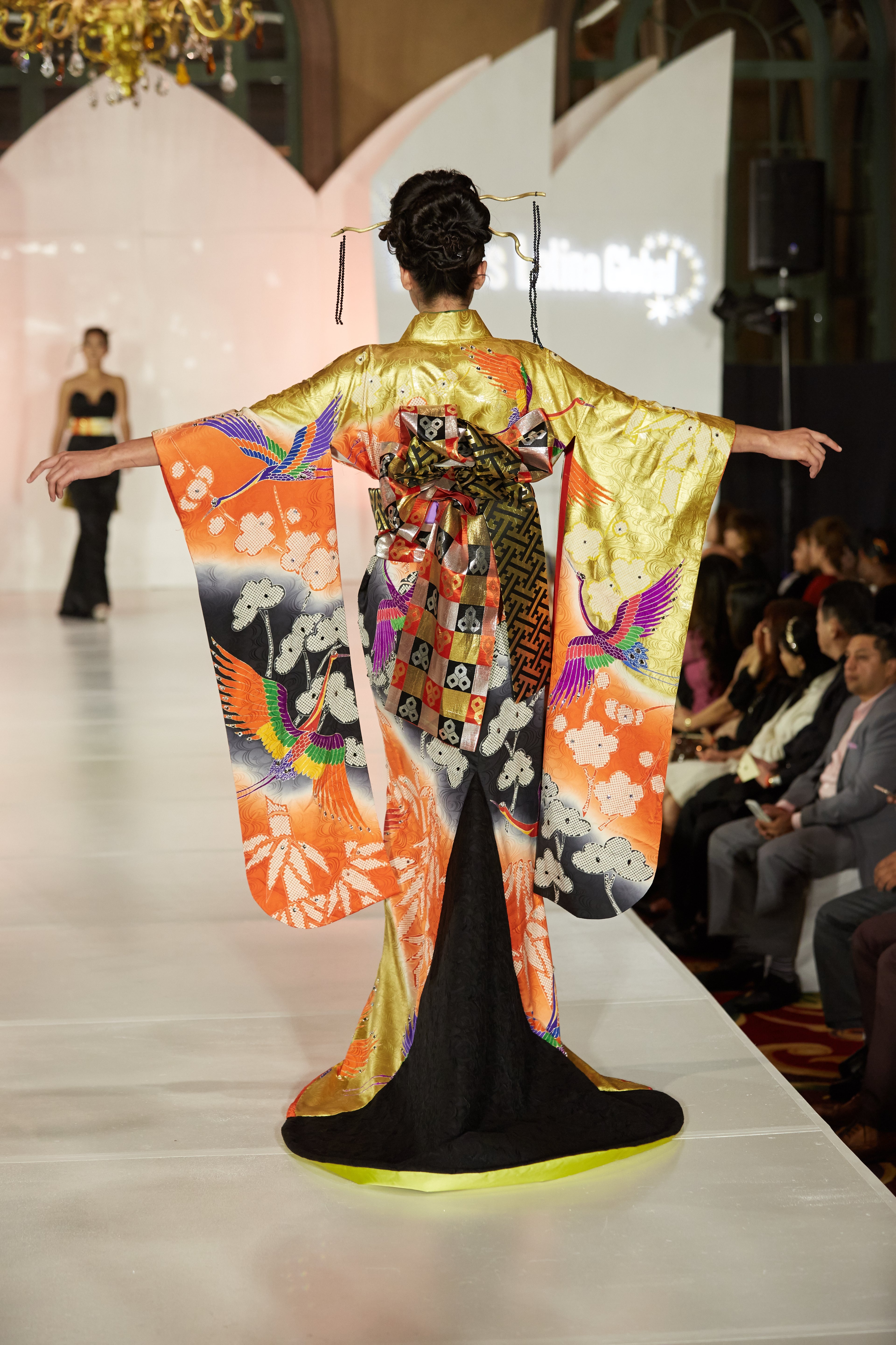 Gold Plum Silk Kimono Gown