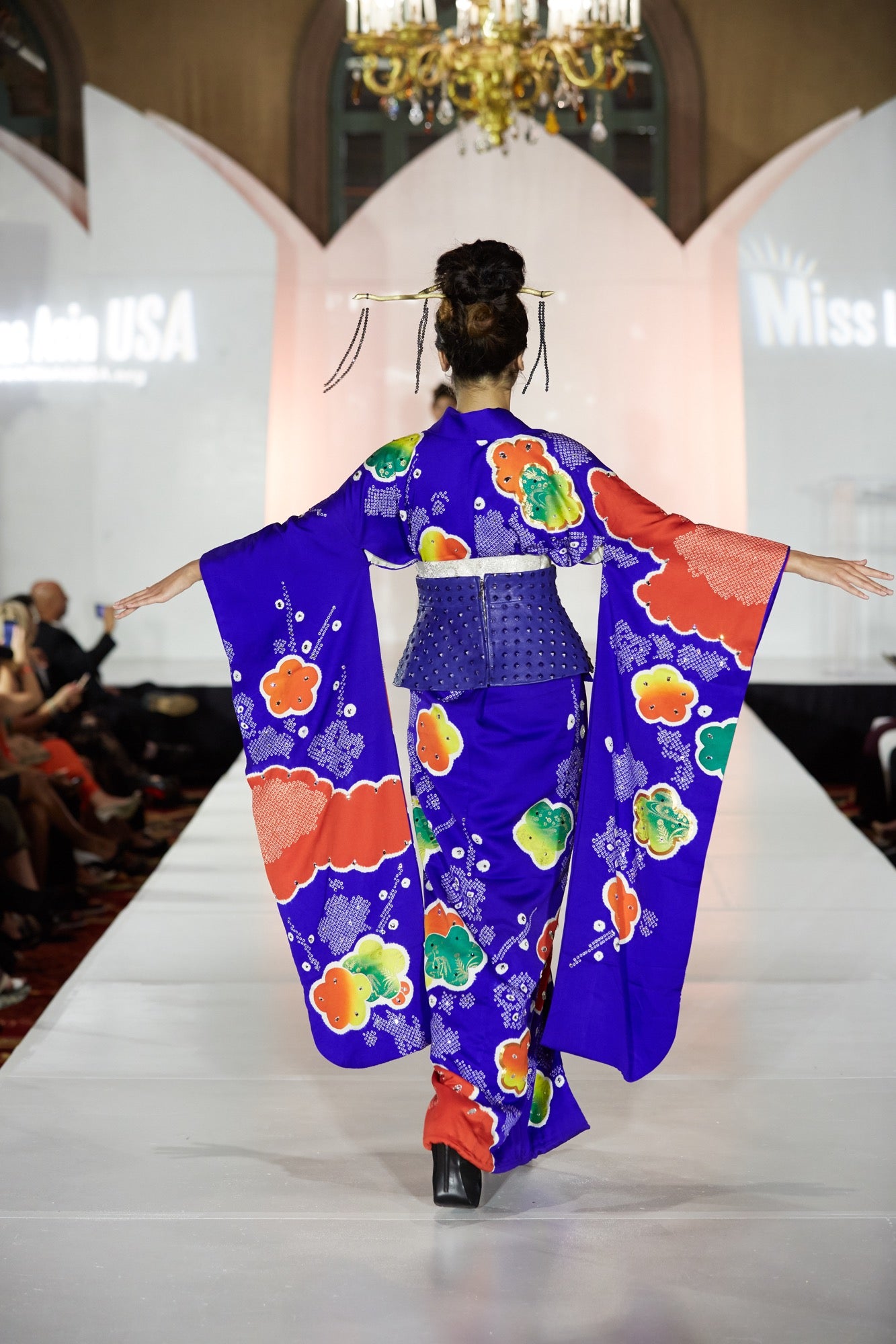 Blue Sakura Silk Kimono Gown