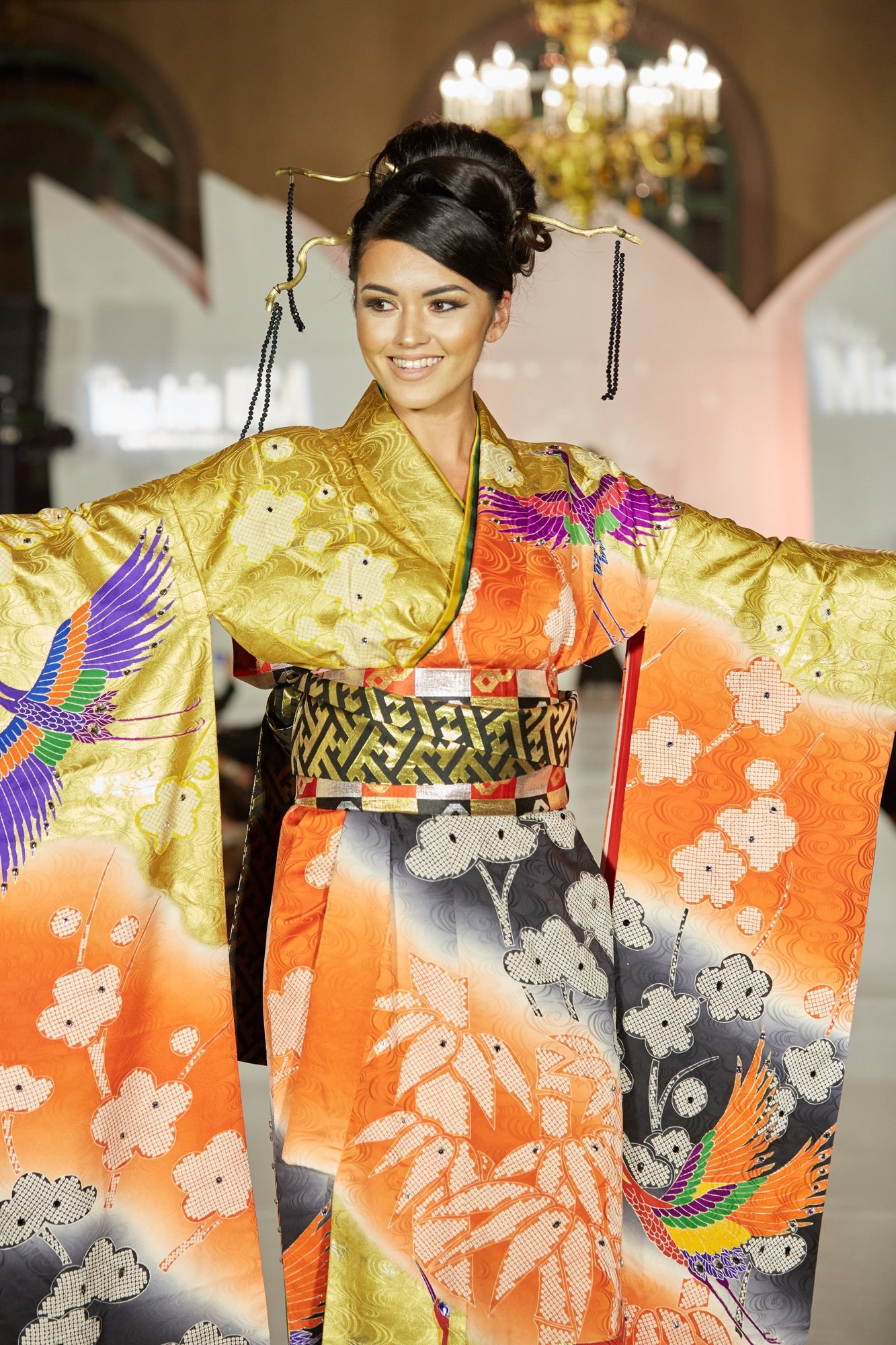 Gold Plum Kimono Dress